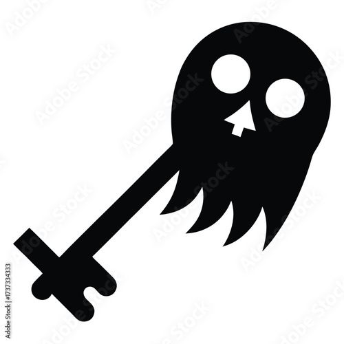 ghost key skull silhouette vector illustration