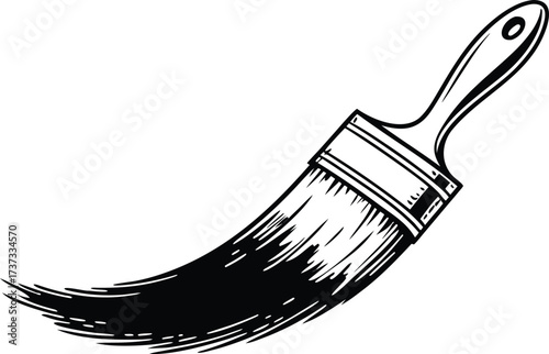 Vector art of paintbrush with black bristles creating a sweeping stroke