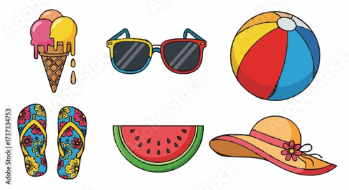 Summer Vacation Essentials Fun and Colorful Elements