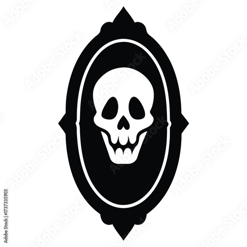 haunted mirror skull silhouette vector illustration
