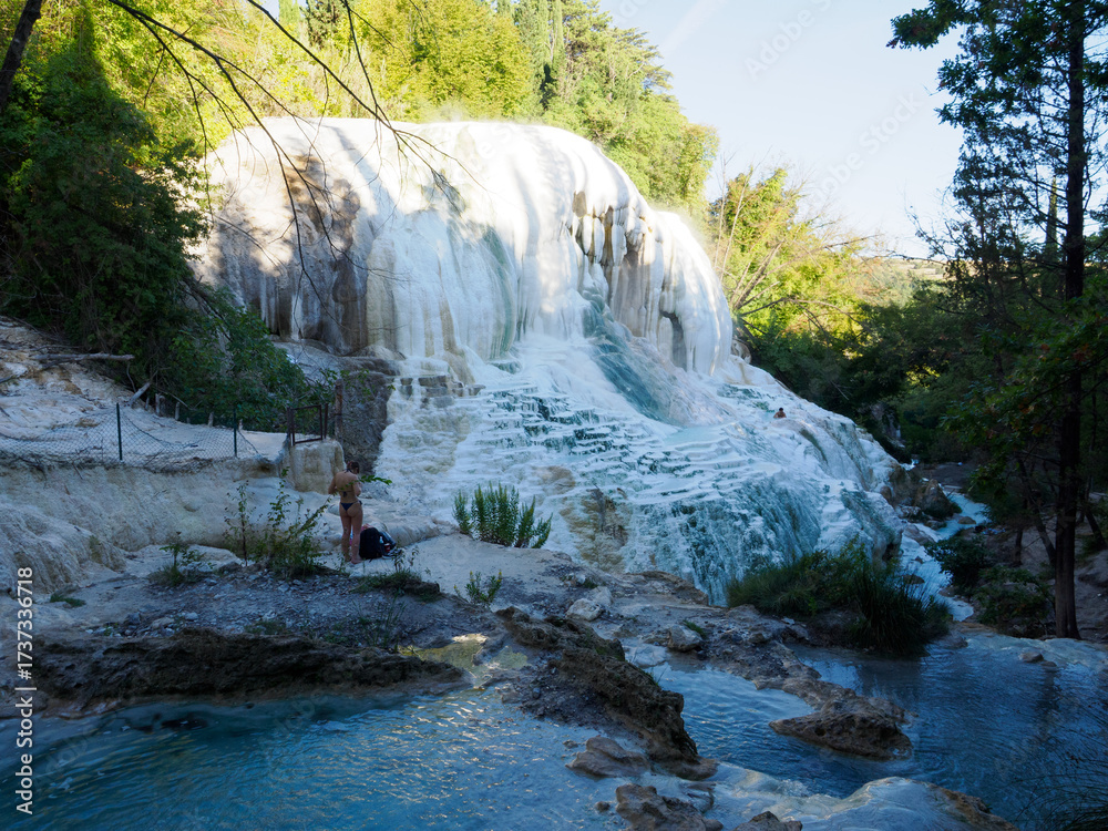 Obraz premium Hot springs at Bagni San Filippo, town in the province of Siena, Italy