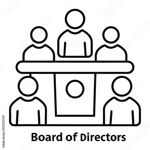 Board of directors meeting icon simple line art concept for corporate governance and leadership 