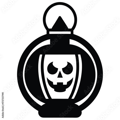 pumpkin lantern skull silhouette vector illustration