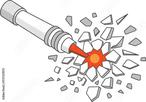 Vector art of laser beam shattering glass