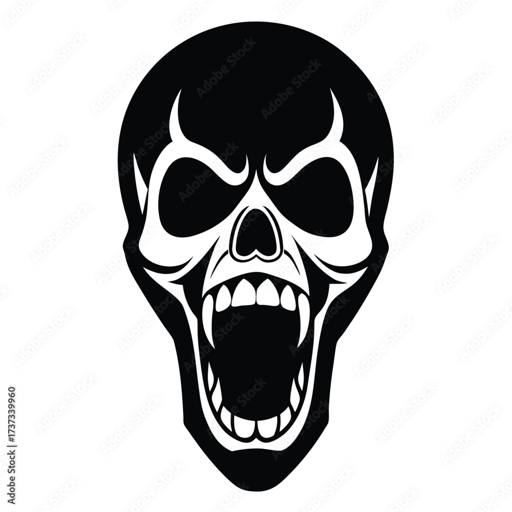 Fototapeta premium screaming skull silhouette vector illustration