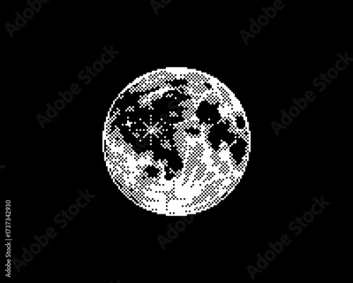 Pixel moon vector