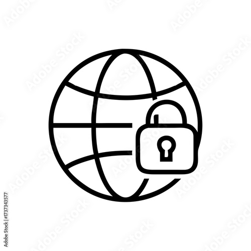 Encrypted Vpn Server Protection Globe Icon For Web And Graphic Design