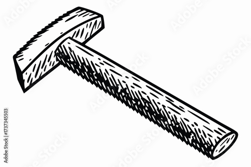 Vector art of simple black and white illustration of a hammer