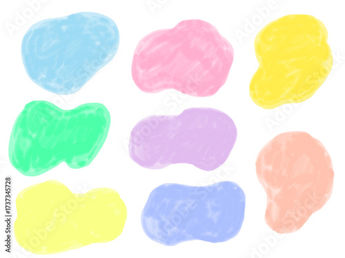 手描きあしらいセット　流体シェイプ　水彩　カラフル