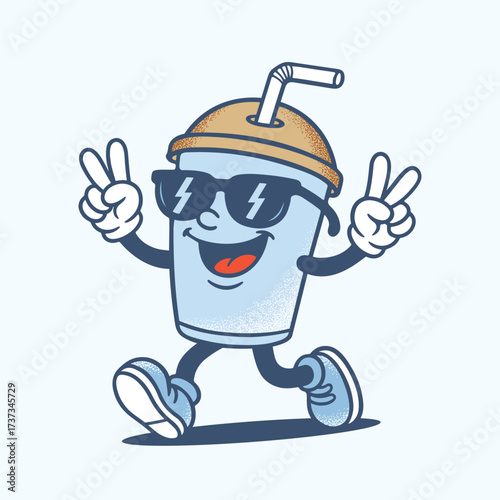 Cool Drink Cup Mascot Vector Illustration – Funny Cartoon Beverage Character Design