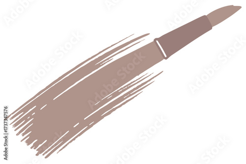 Vector art of makeup brush stroke with brown pigment