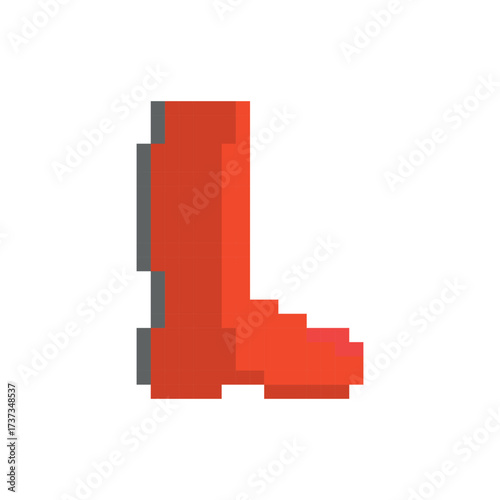 Pixel  boots illustration. Vector illustration. Pixel art rain boots. Cute pixelated  boots for rainy day design. 