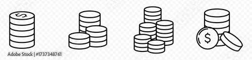 money icon set. containing cash, saving, wallet, transfer, withdraw icons. finance symbol for app, ui, website and design element. transparent png and vector illustration.