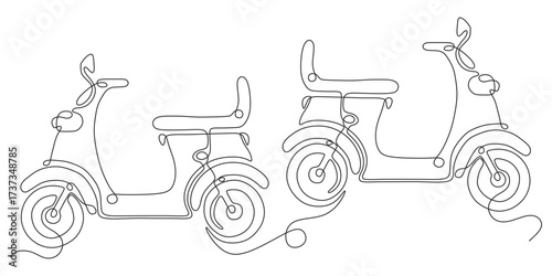 continuous line of two motorb...