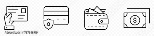 money icon set. containing cash, saving, wallet, transfer, withdraw icons. finance symbol for app, ui, website and design element. transparent png and vector illustration.