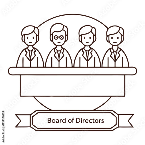 Business meeting icon of board of directors group in formal attire icon