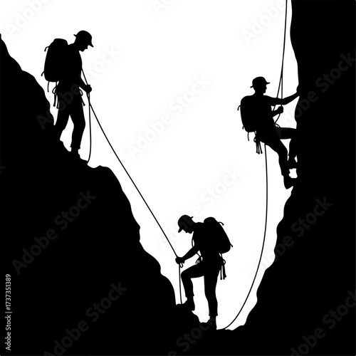 Mountain Climbers Silhouette Adventure