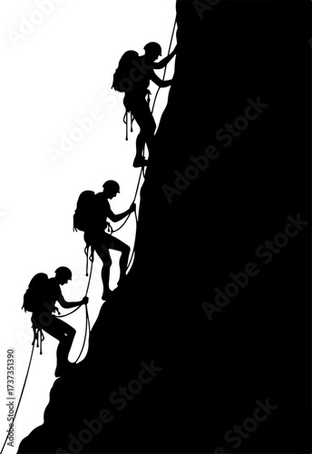 Mountain Climbers Silhouette Adventure