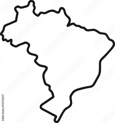 Simple outline of the brazil map icon on a white backdrop