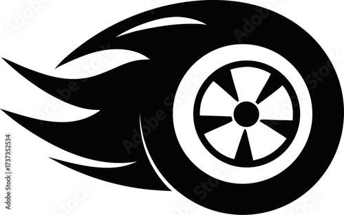 A black tire silhouette vector illustration on a white background