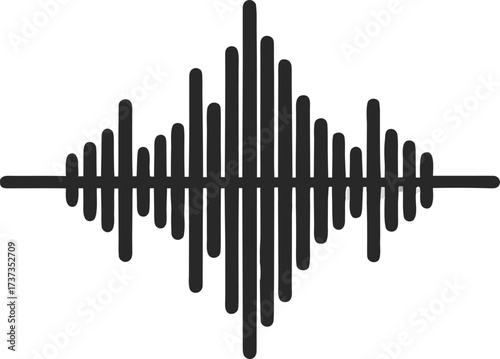Simple black silhouette of sound waves on a white background