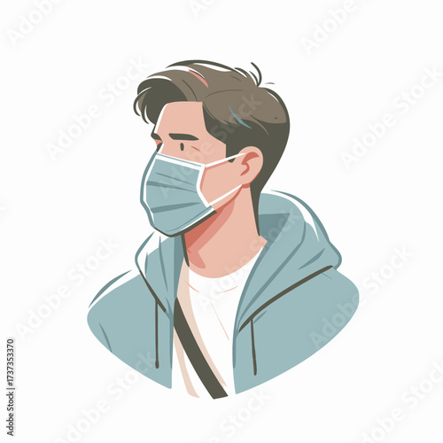 Man wearing surgical mask outdoors