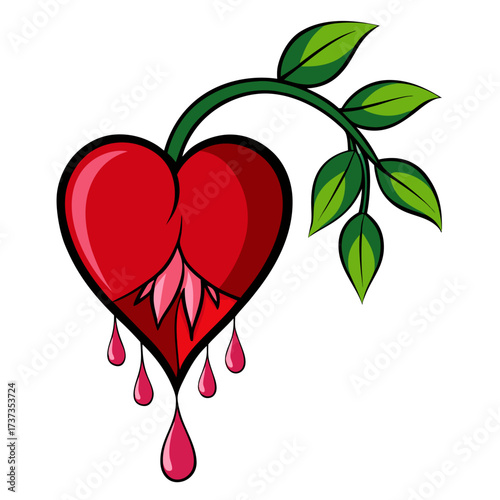 bleeding heart flower on white background