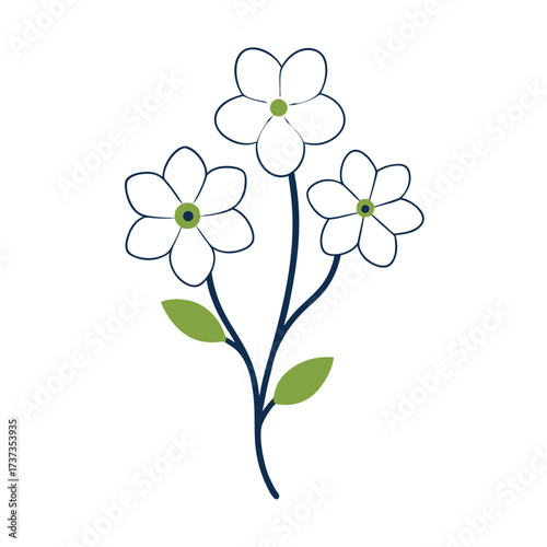 forget flower line art on white background