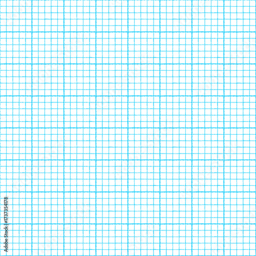 Millimeter paper graph square grid texture seamless pattern vector illustration. Rough lines seamless pattern technical school background. Blank square checkered paper page sheet education texture.