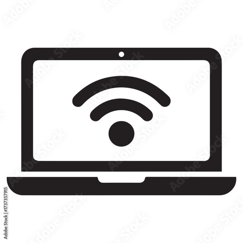 Black and White Laptop with Wi- Fi Symbol computer