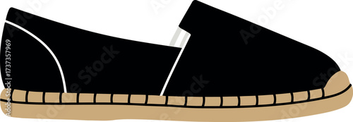 Classic black suede espadrille flat shoe isolated vector