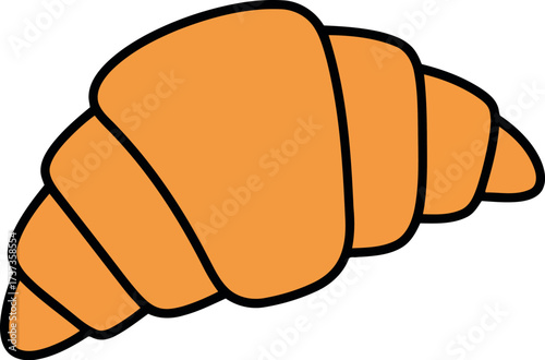 Golden croissant doodle simple pastry icon bakery breakfast food art vector