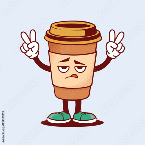 Cute Coffee Cup Mascot Vector Illustration – Funny Cartoon Drink Character Design