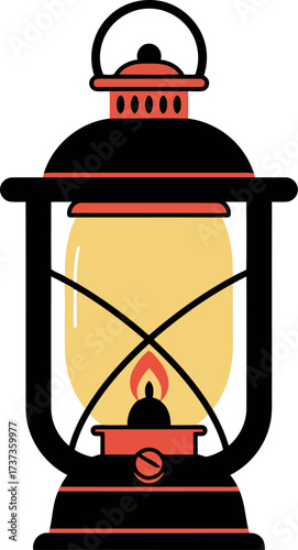 Vintage lantern glowing warm light isolated vector