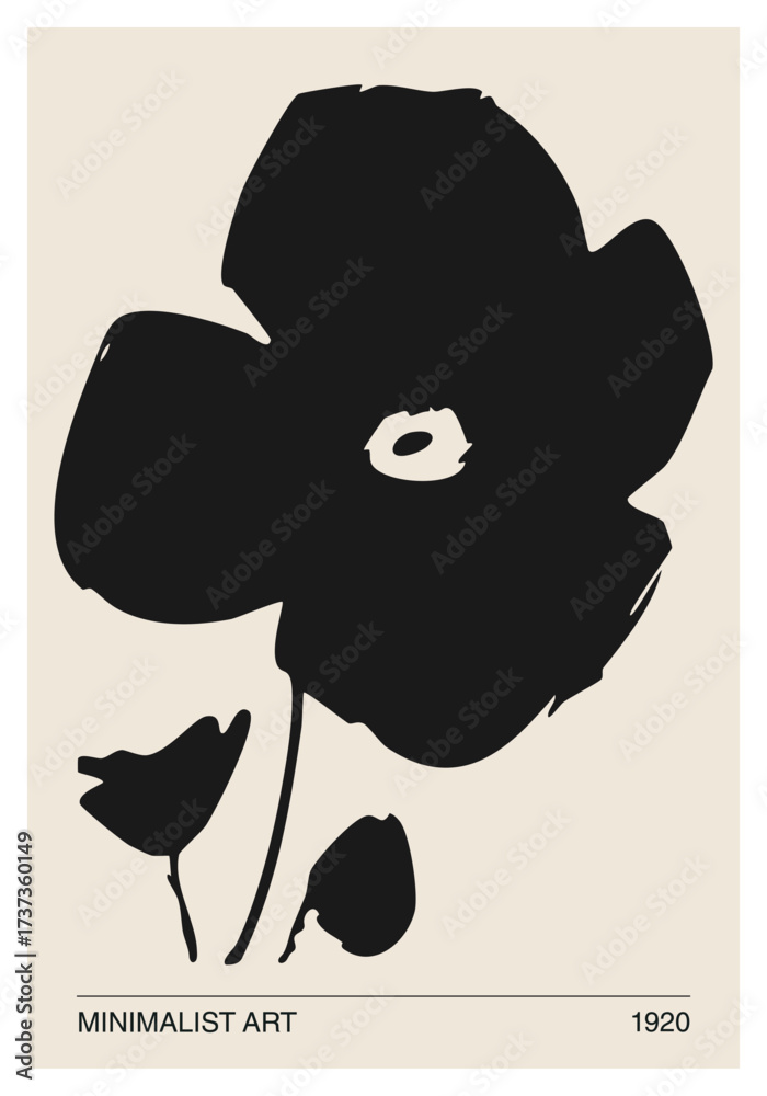 Obraz premium Minimalist poster with abstract art flower composition in trendy contemporary collage style