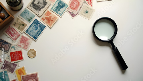 Nostalgic hobby concept featuring rare vintage stamps.