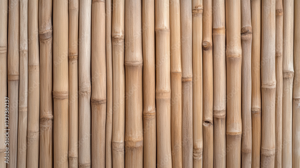Fototapeta premium Natural bamboo texture background, eco friendly material, rustic design, warm tones