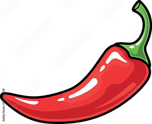 Vibrant red chili pepper icon spicy flavor food ingredient vector