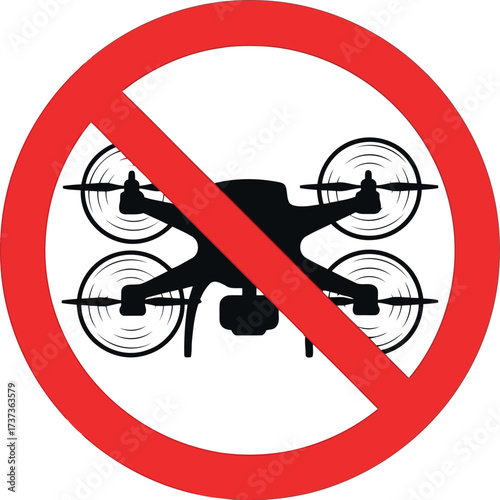 Drone prohibited sign no fly zone warning symbol vector