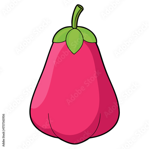 Vibrant fuchsia eggplant illustration, perfect for adding a touch of whimsy and healthy eating inspiration to your next project, with a touch of cartoon charm