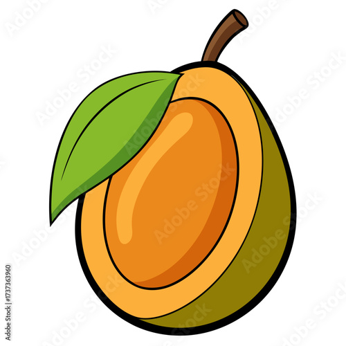 Enjoy the sweet taste of summer with this vibrant, freshly cut mango illustration, perfect for healthy recipes, tropical designs, and vibrant food projects