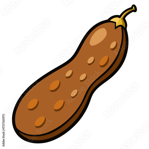 Stylized cartoon illustration of a mature brown eggplant, perfect for adding a fun and healthy food element to your design projects or educational materials