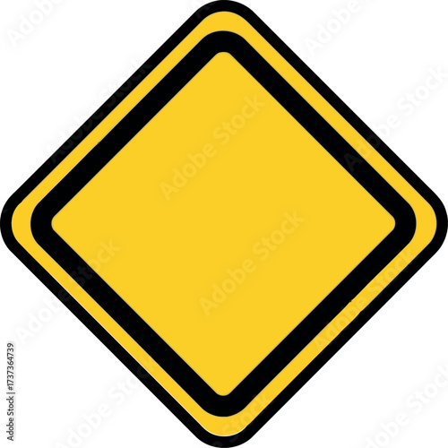 Yellow diamond warning sign blank empty template isolated vector