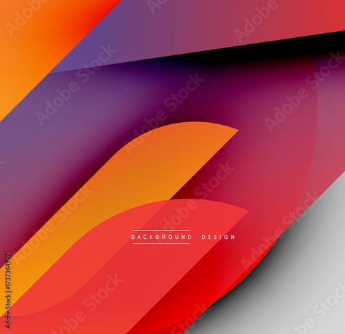 Abstract gradients create dynamic shapes. Vivid orange, purple, red hues blend smoothly. Modern design element for backgrounds.