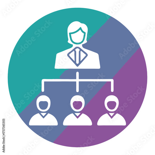 Hierarchical organization chart icon representing business management team structure board members 