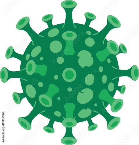 Green coronavirus cell realistic medical illustration virus icon vector
