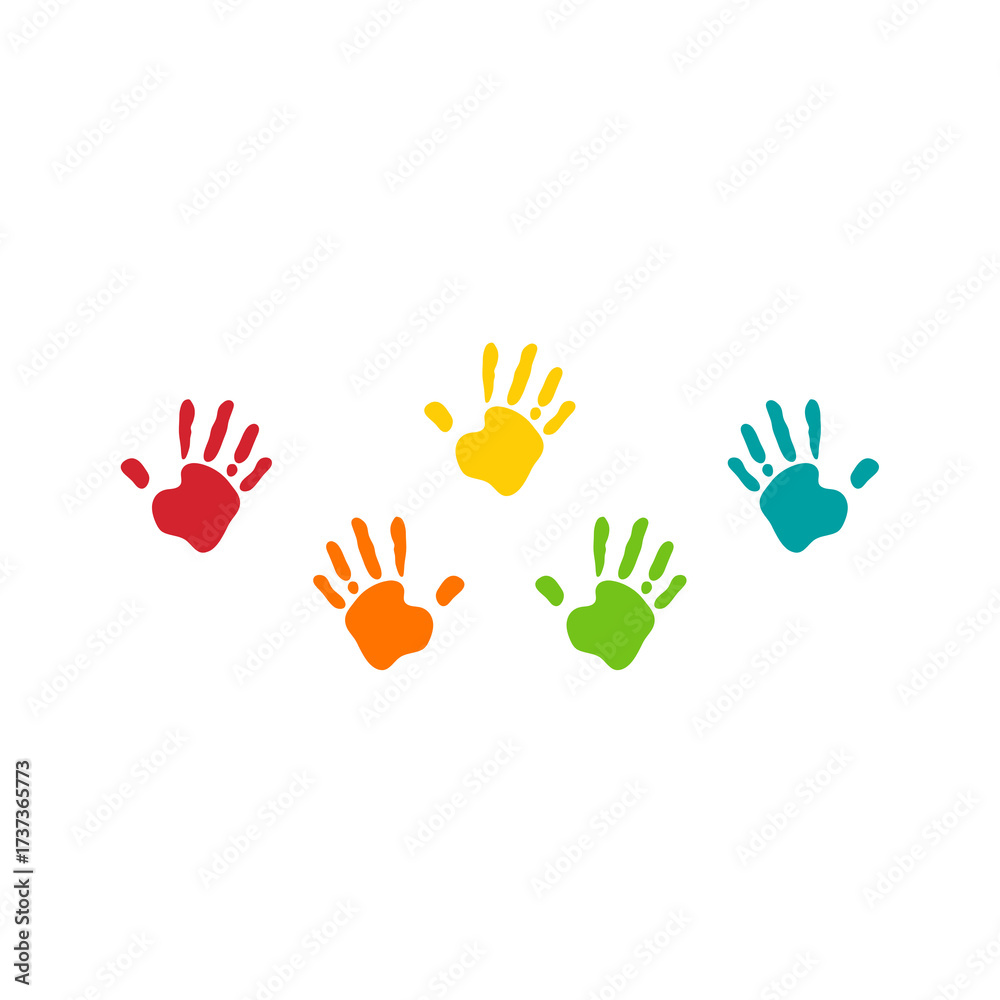 Fototapeta premium Colorful Handprints on White Background 2.