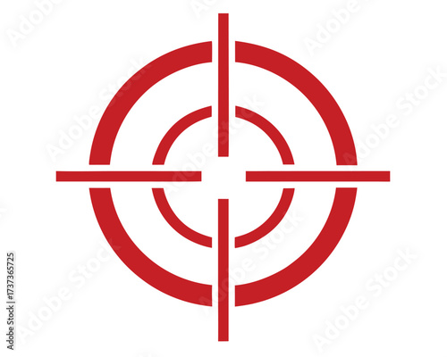 Red target icon with crosshairs on white background design concept