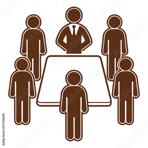 Board meeting icon representing business leadership team collaboration and decision making 