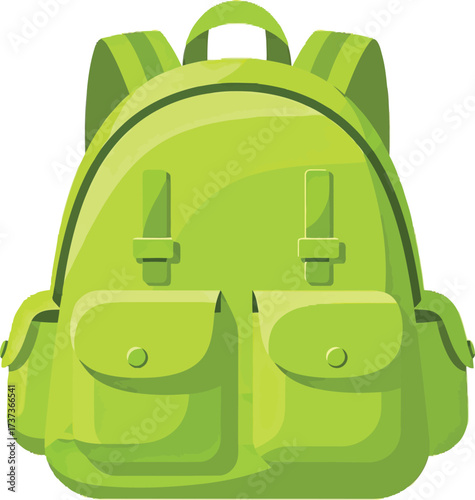 Vibrant lime green backpack for adventure and travel vector